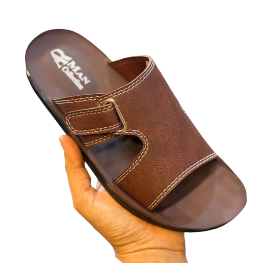 Men’s Premium Buckle Leather Slippers – Comfort Soft Sole Casual Chappal