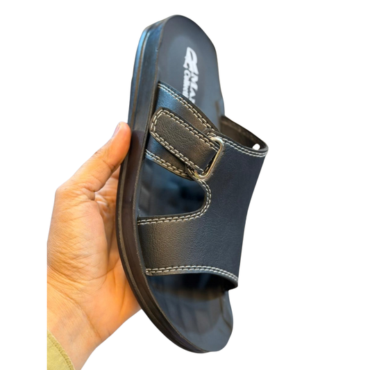 Men’s Premium Buckle Leather Slippers – Comfort Soft Sole Casual Chappal
