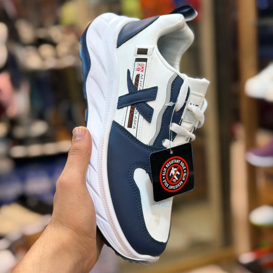 Men’s Grey & White Slip-Resistant Sports Sneakers | Lightweight Casual Running Shoes